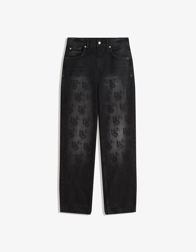 Джинсы прямого кроя с лазерным принтом