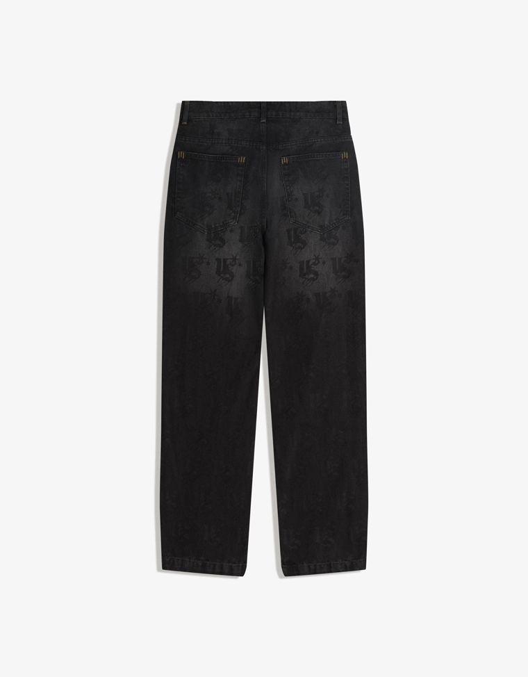 Джинсы прямого кроя с лазерным принтом