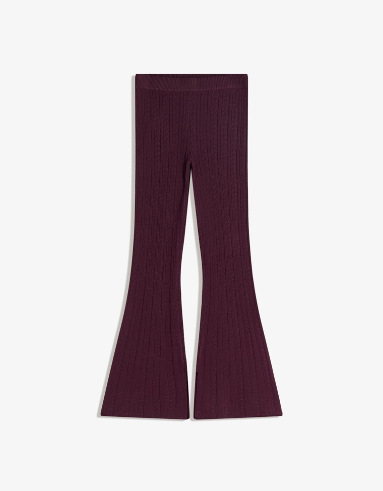 Расклешенные трикотажные брюки с узором «Косы»
