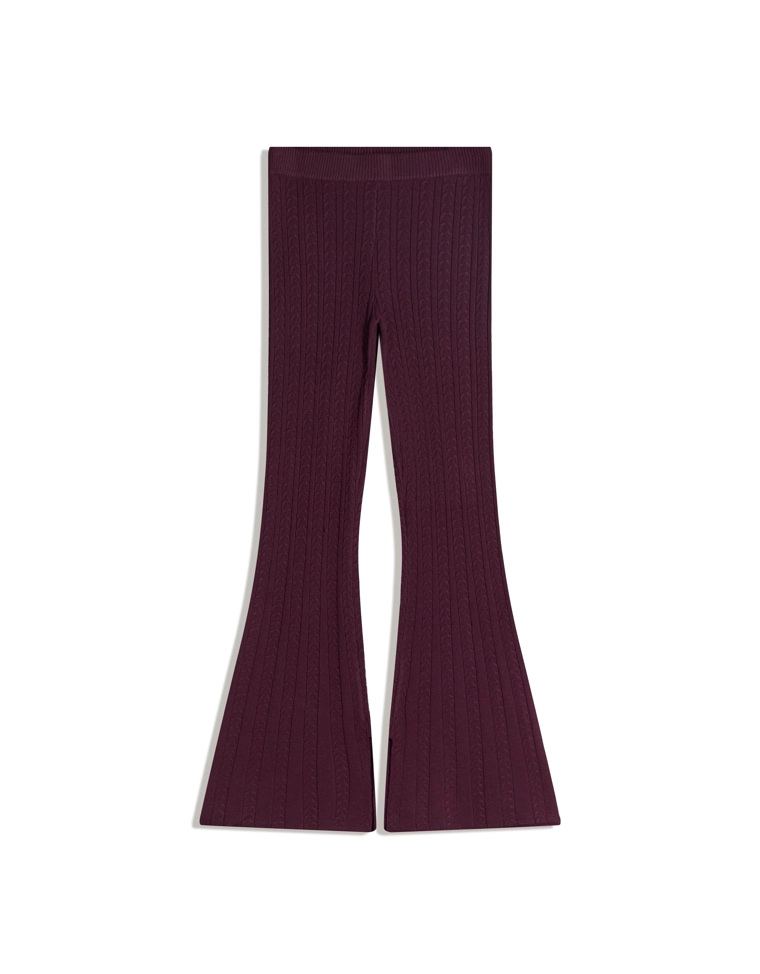 Расклешенные трикотажные брюки с узором «Косы»