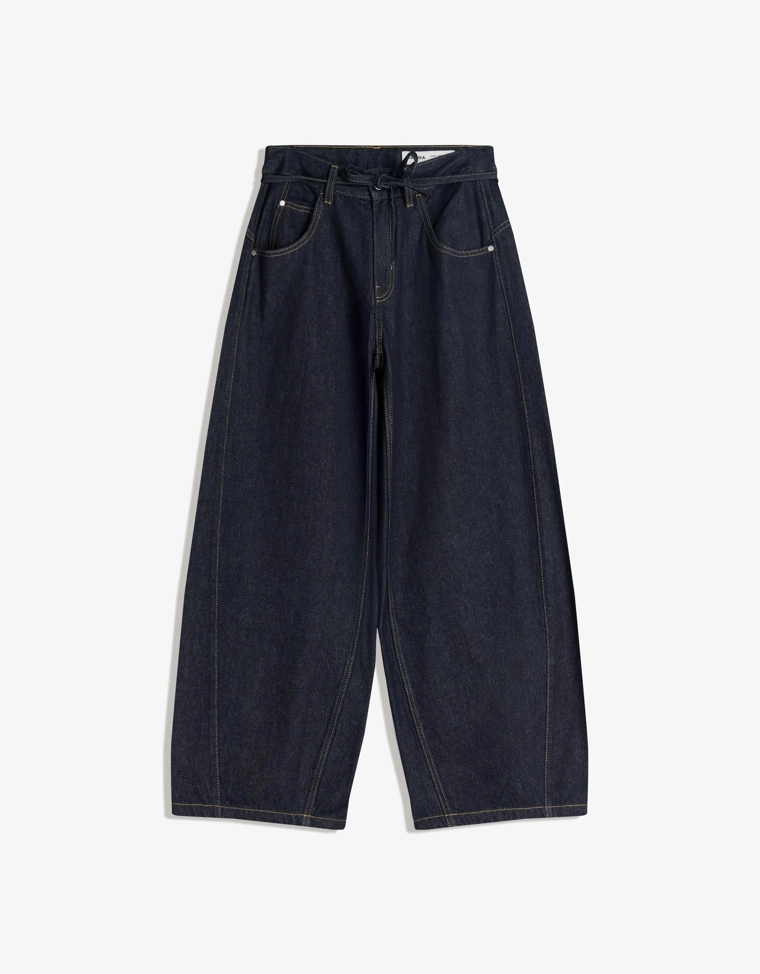 Джинсы wide leg barrel с ремнем