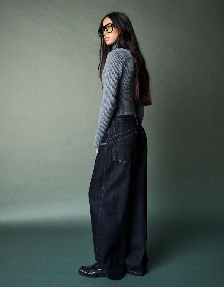 Джинсы wide leg barrel с ремнем