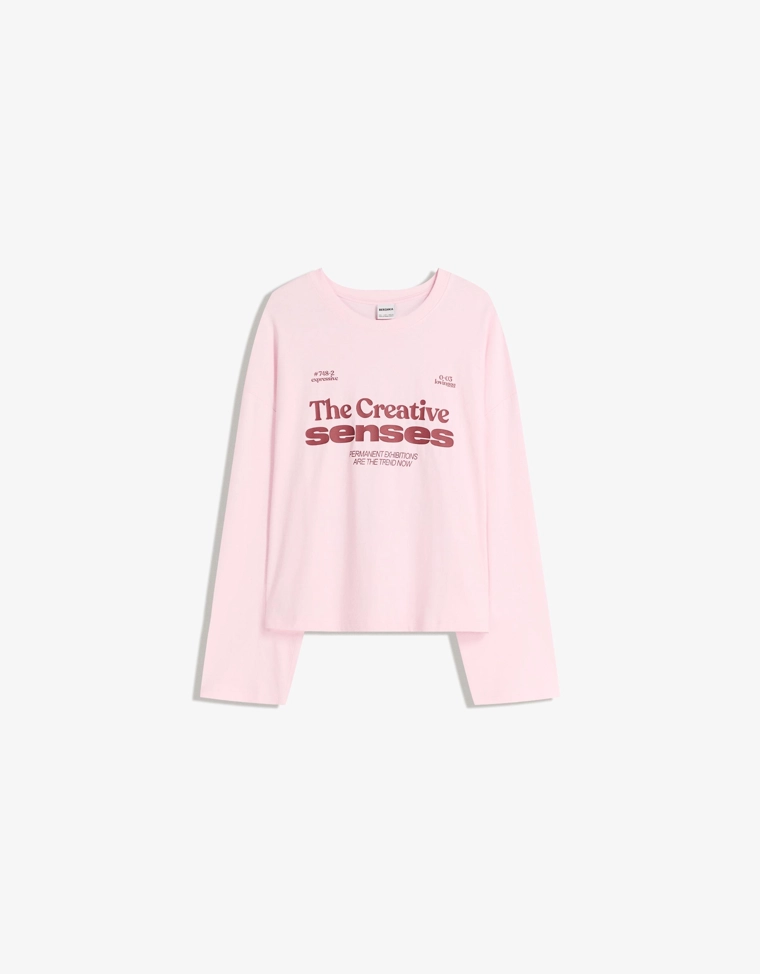 Футболка с длинными рукавами и принтом геометрического кроя