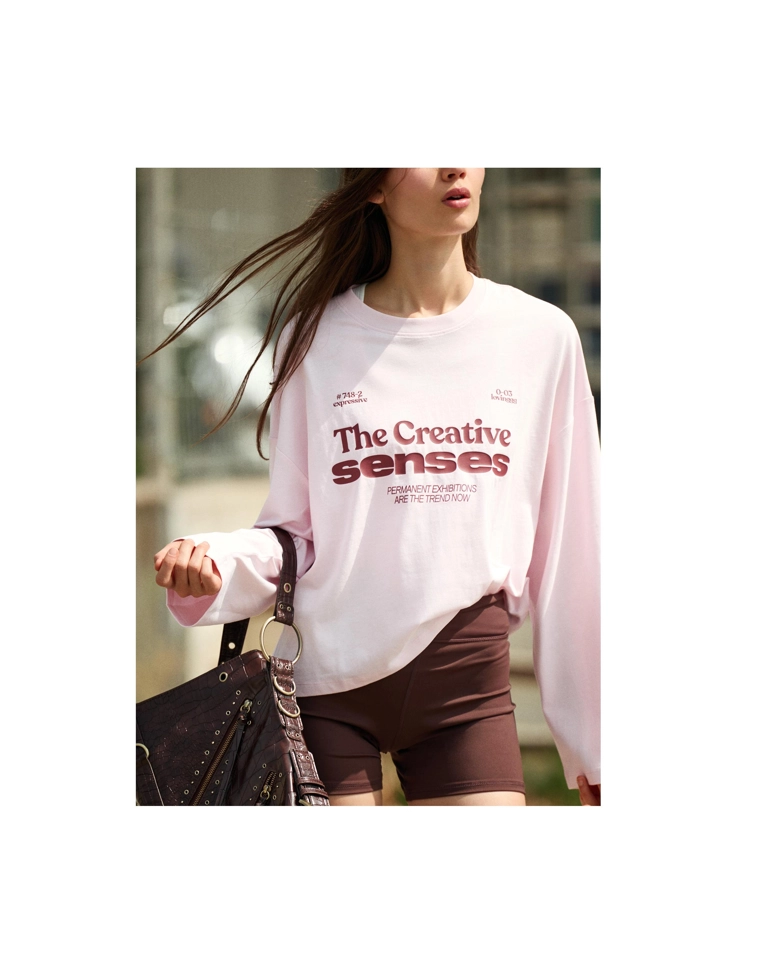 Футболка с длинными рукавами и принтом геометрического кроя