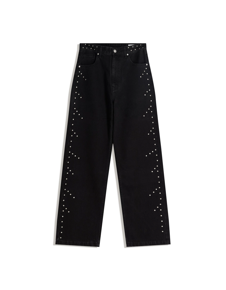 Джинсы свободного кроя с заклепками