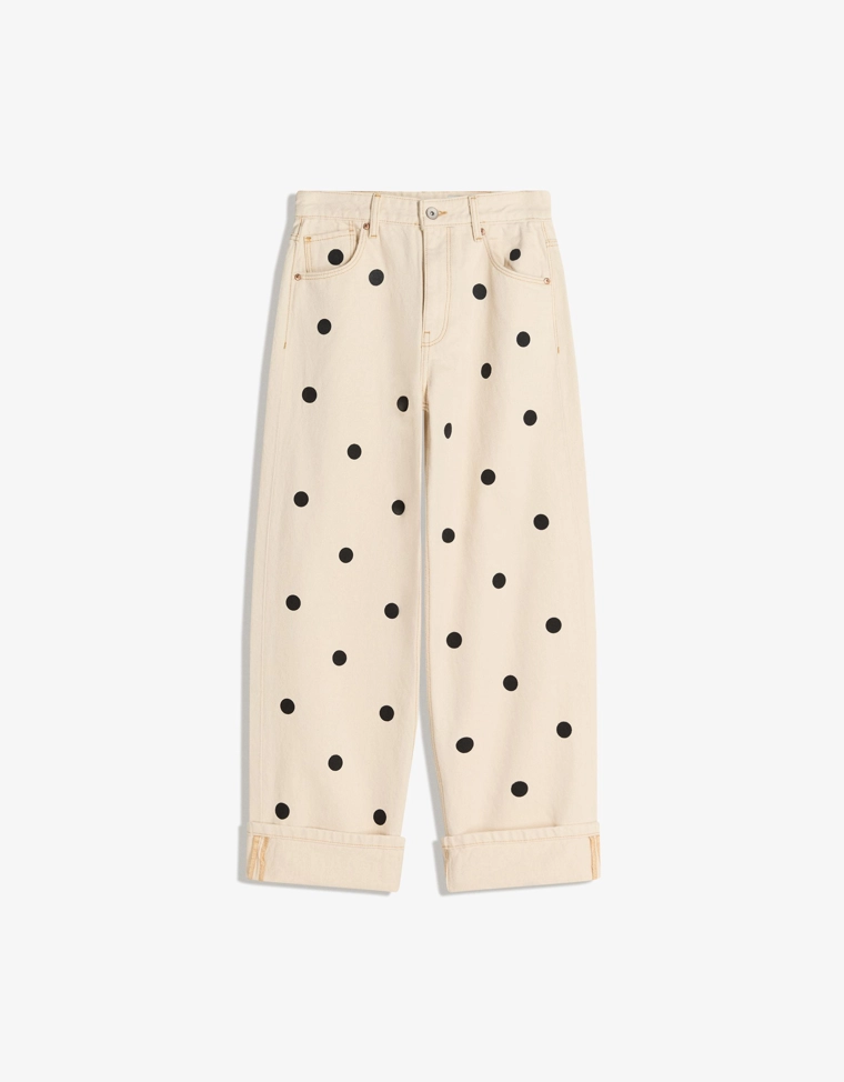 Джинсы свободного кроя с отворотами