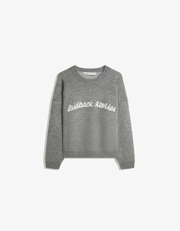 Свитер с вышивкой иллюстрации из жаккарда