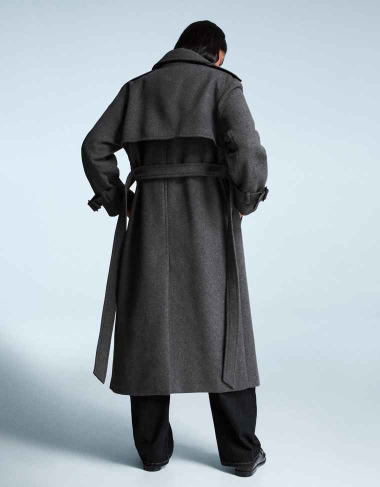 Пальто траншея с эффектом фетра свободного кроя