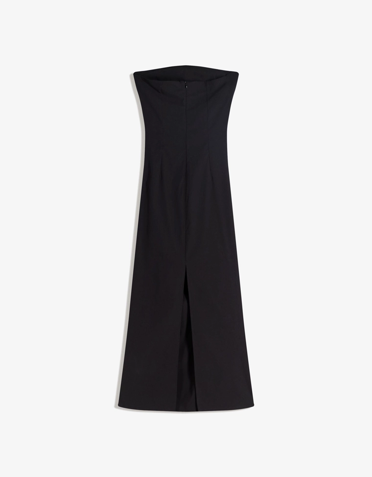 Платье миди из бенгалина с вырезом бандо