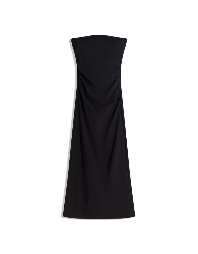 Платье миди из бенгалина с вырезом бандо