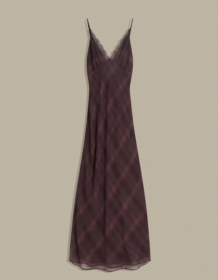 Шифоновое платье миди с кружевом