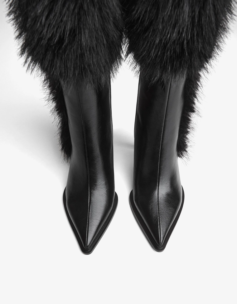 Heeled ankle boots with fur detail