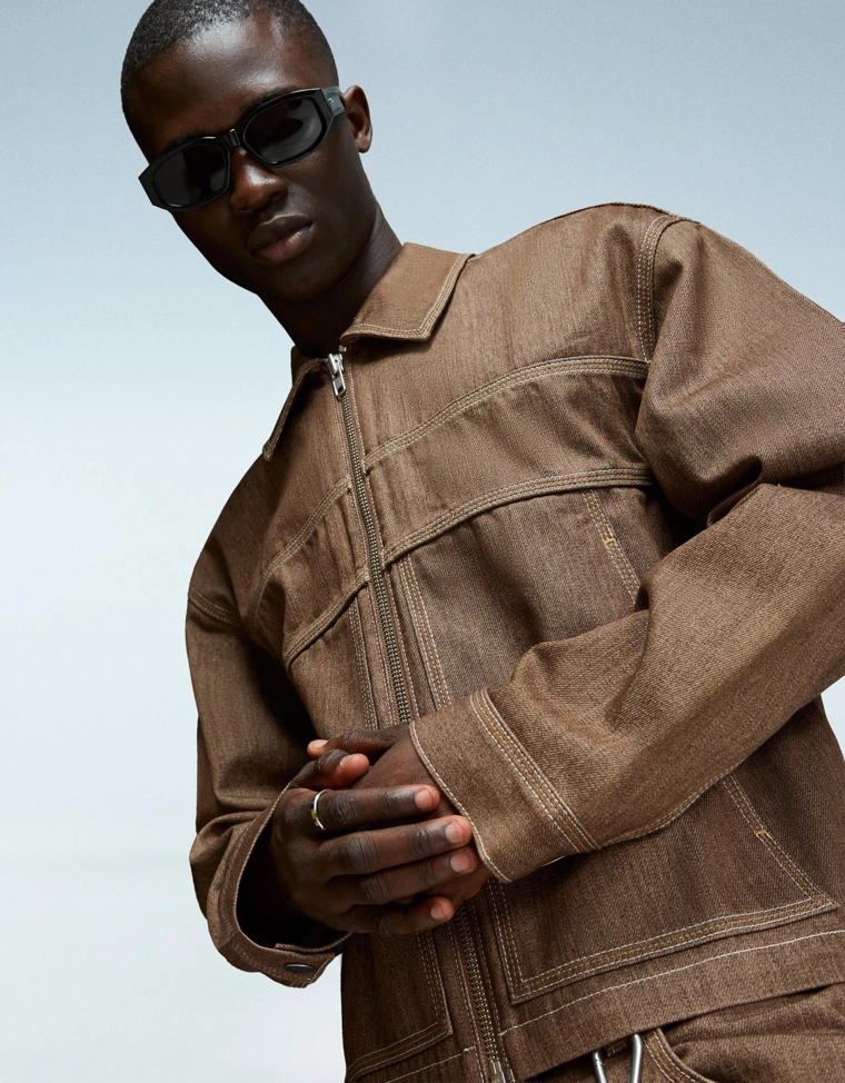 Джинсовая рубашка с молнией