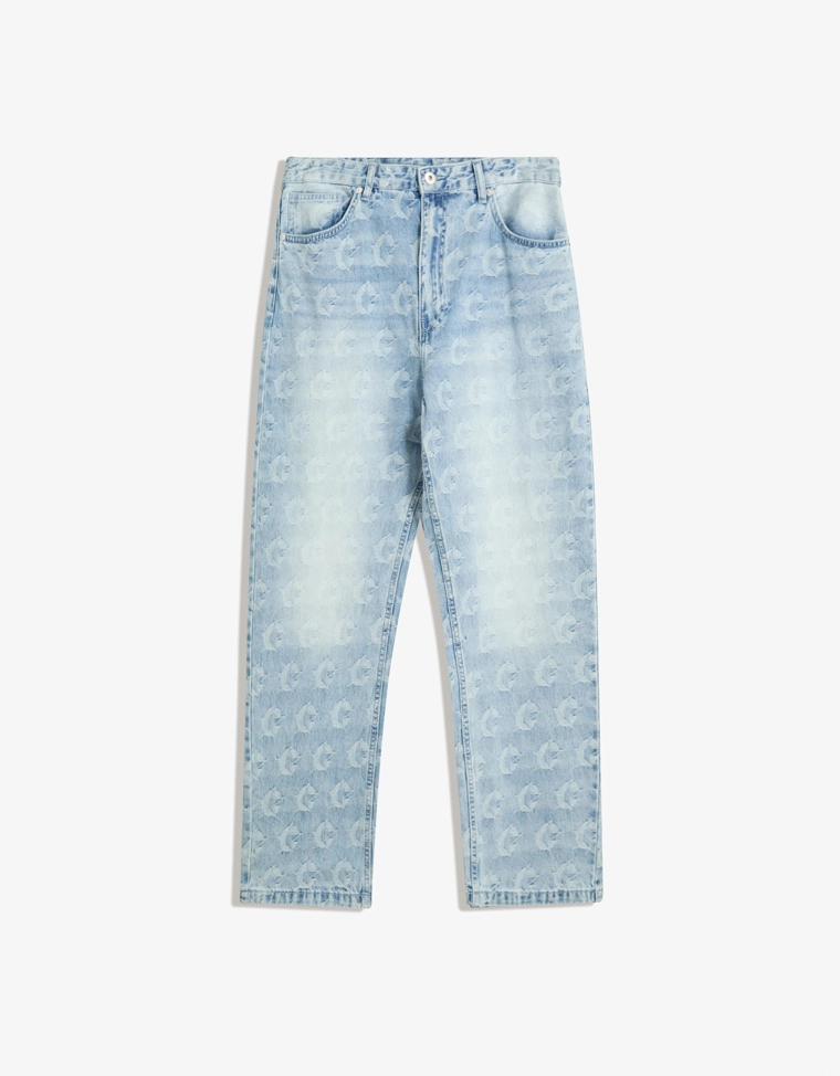 Жаккардовые джинсы свободного кроя