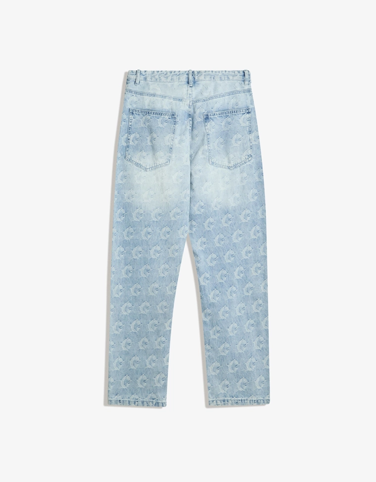 Жаккардовые джинсы свободного кроя
