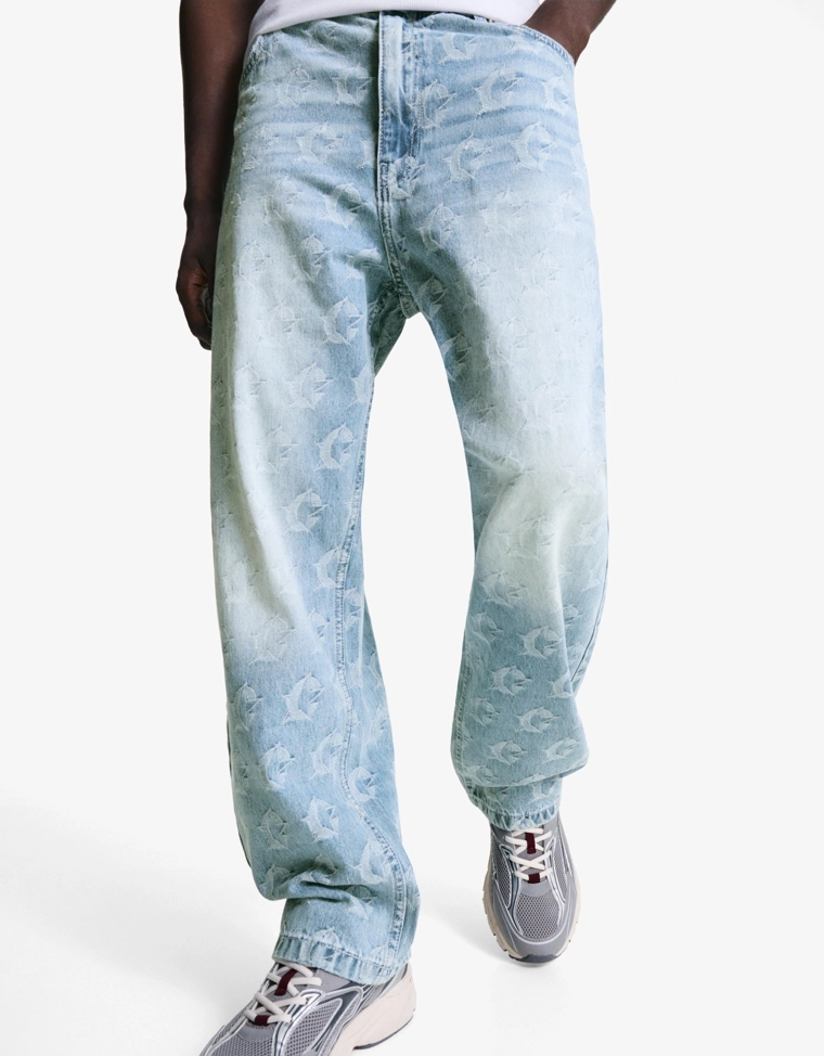 Жаккардовые джинсы свободного кроя