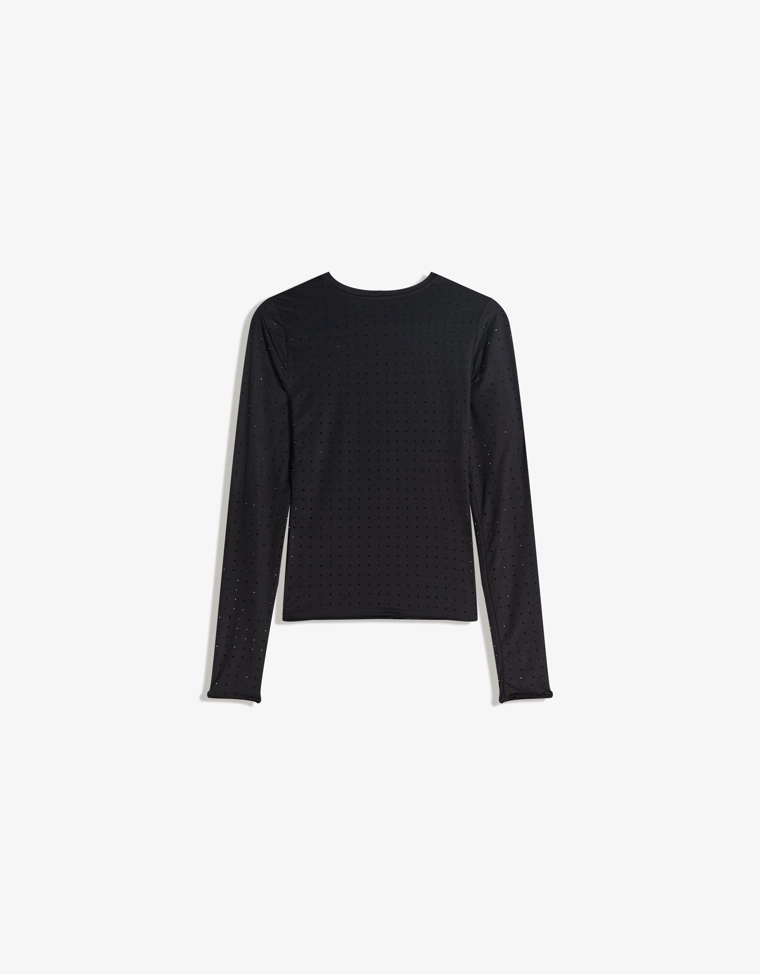 Футболка с длинными рукавами и стразами