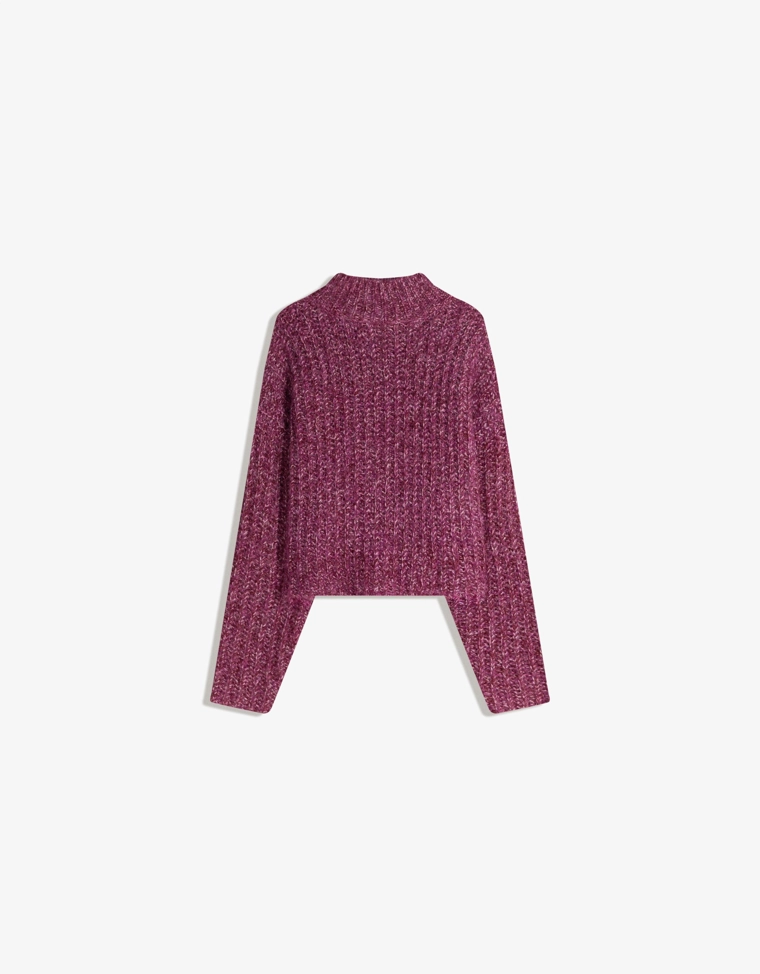 Свитер с высоким воротником из ткани из крученой нити