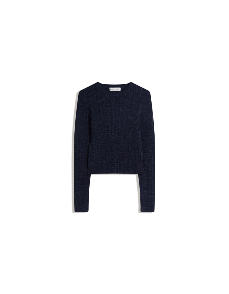 Свитер с узором «Косы» из синели