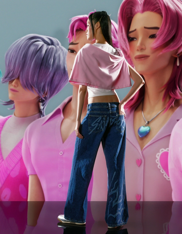 Джинсы KPop Demon Hunters Saja Boys свободного кроя с принтом