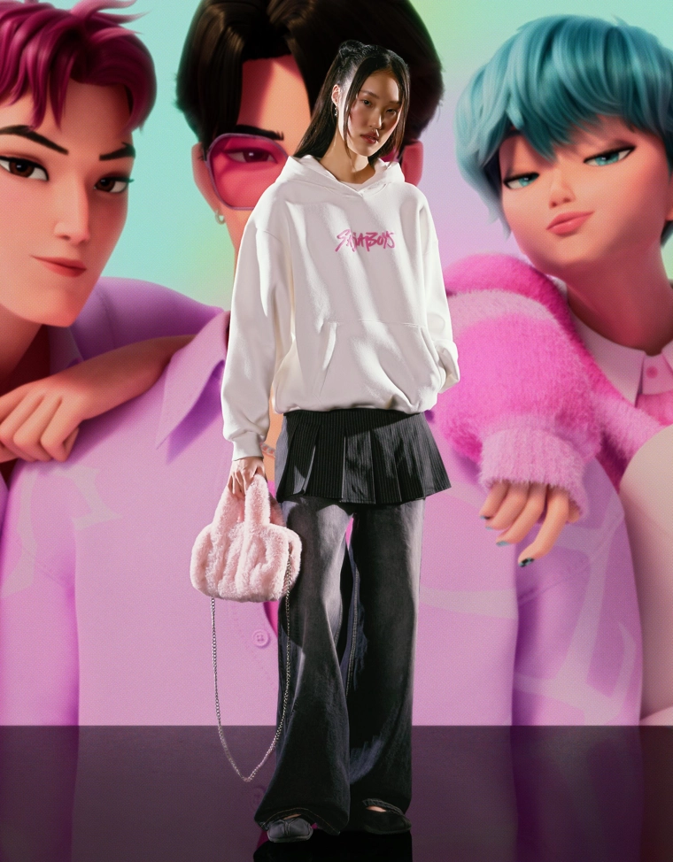 Худи KPop Demon Hunters Huntr/x с принтом и капюшоном