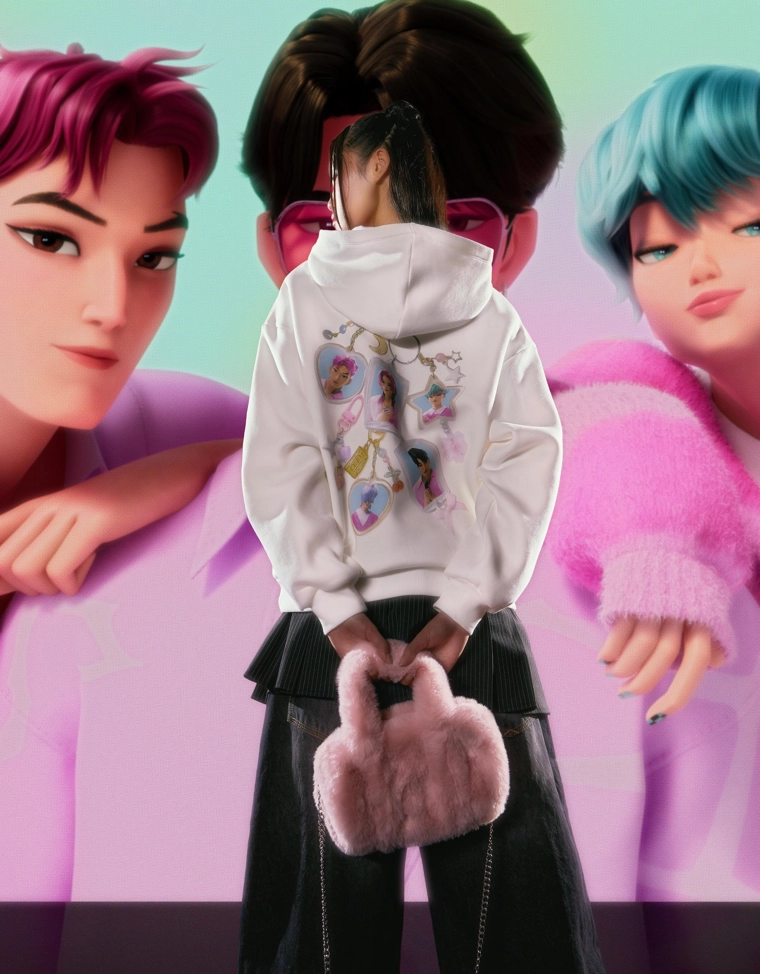 Худи KPop Demon Hunters Huntr/x с принтом и капюшоном