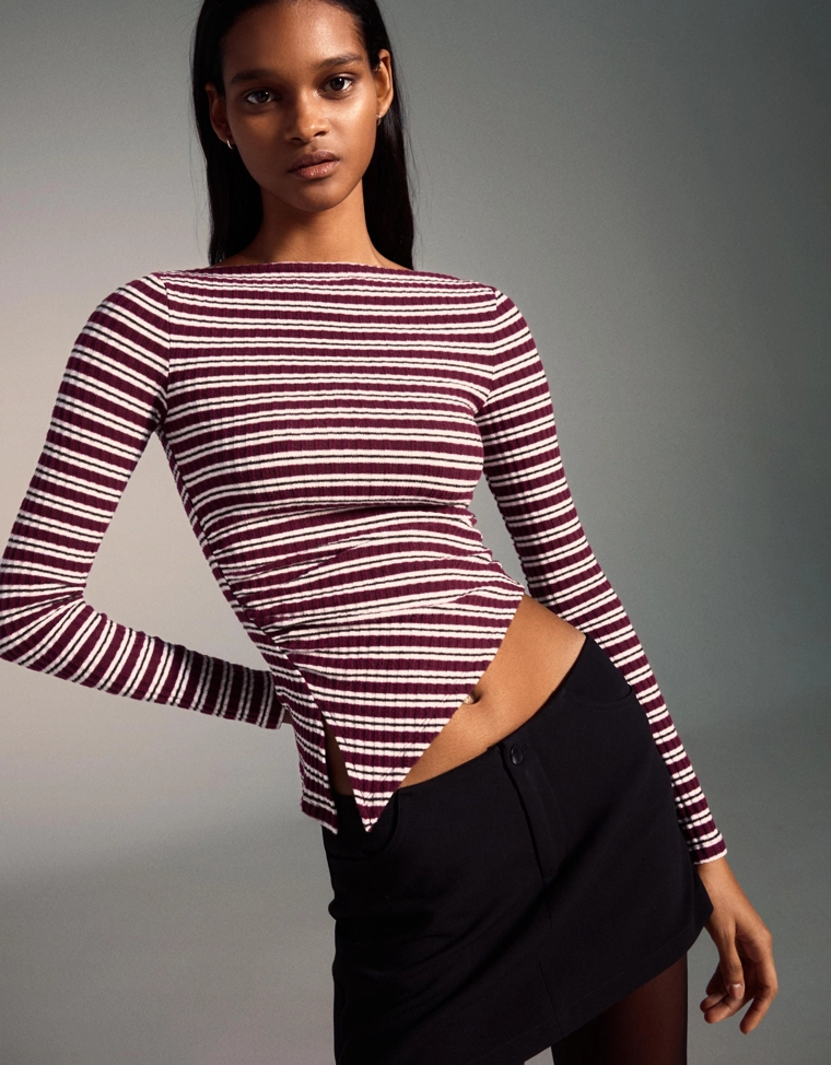 Футболка асимметричного кроя с длинными рукавами