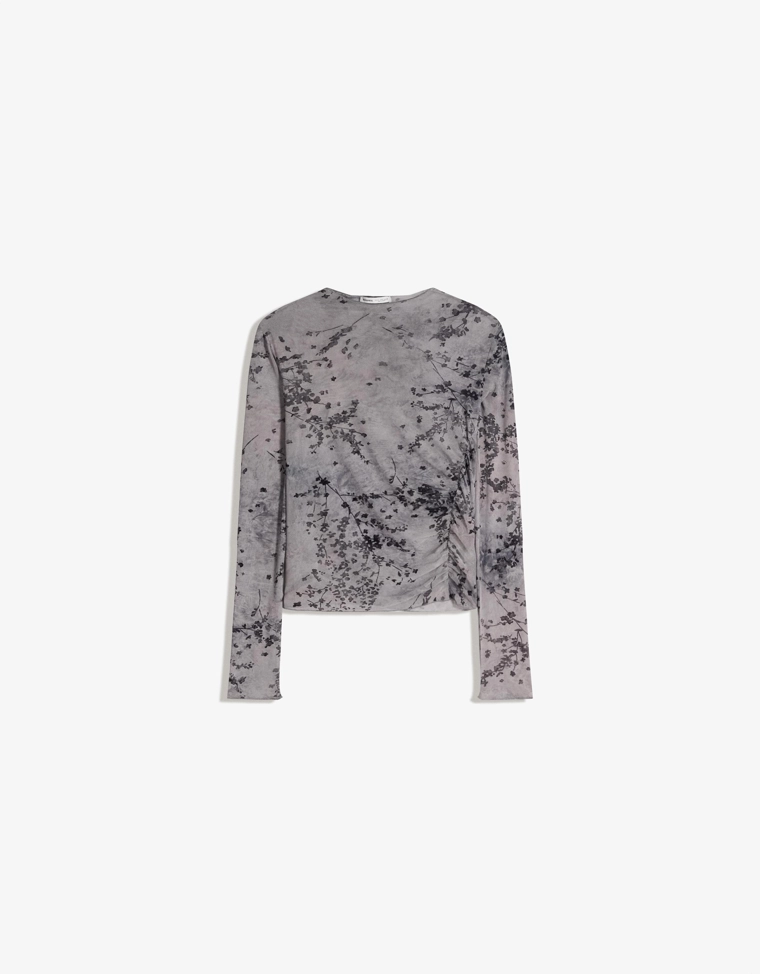 Лонгслив из полупрозрачной ткани со сборками