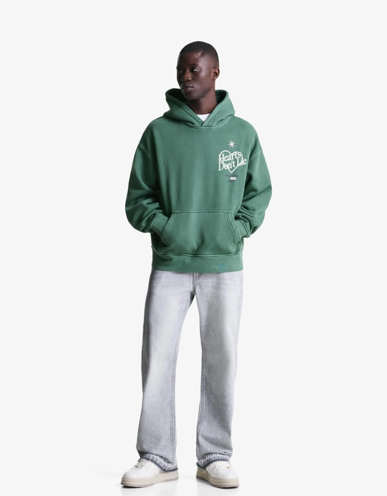 Толстовка с эффектом потертости и принтом