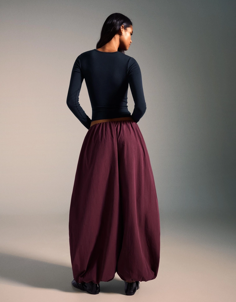 Футболка с длинными рукавами, принтом и сборками