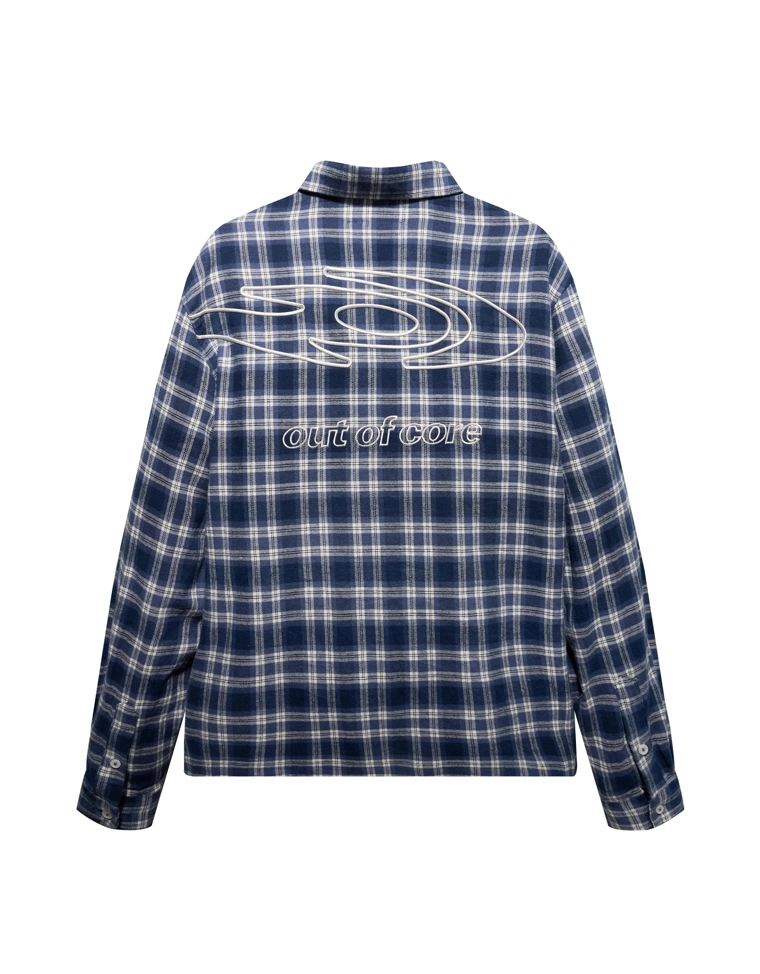 Рубашка свободного кроя в клетку с вышивкой out of core