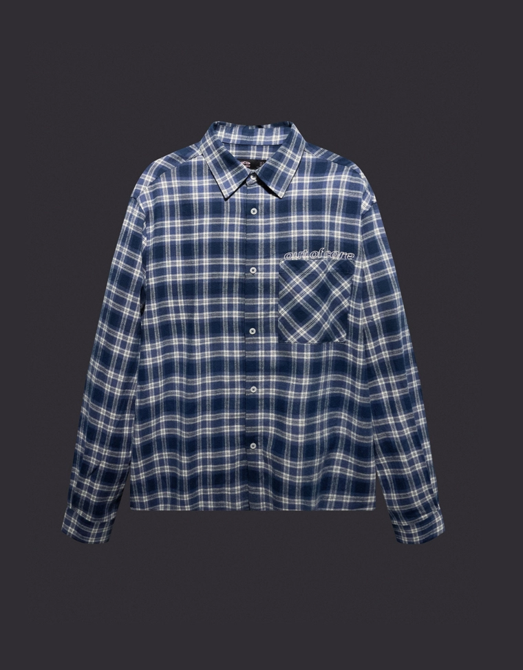 Рубашка свободного кроя в клетку с вышивкой out of core