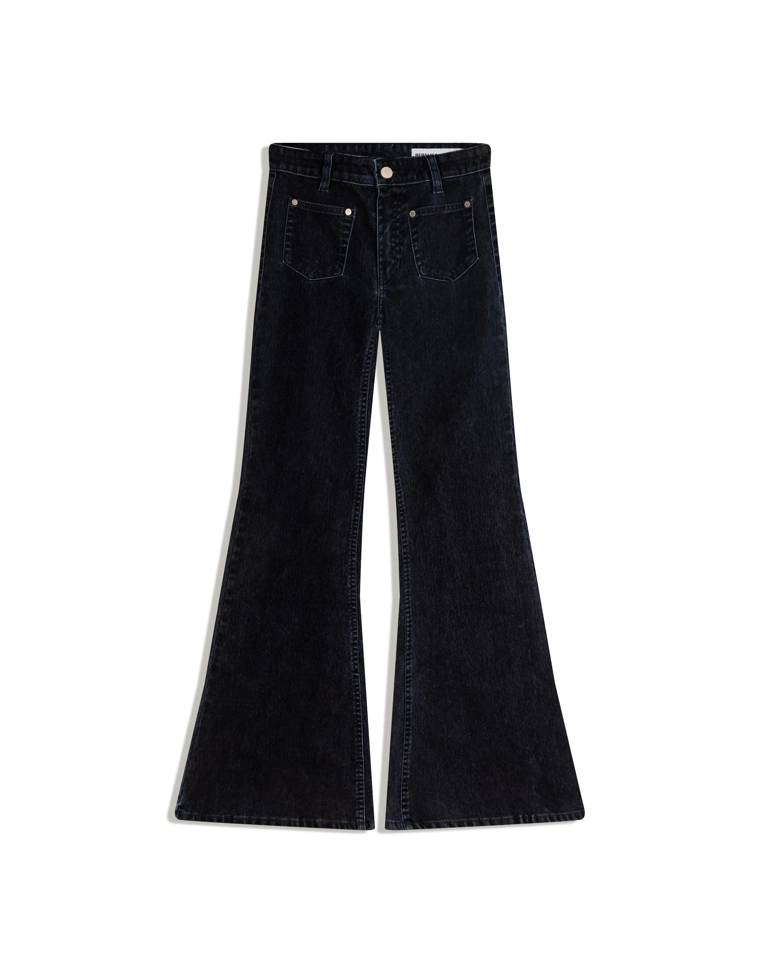 Расклешенные джинсы с бархатистым рельефным принтом