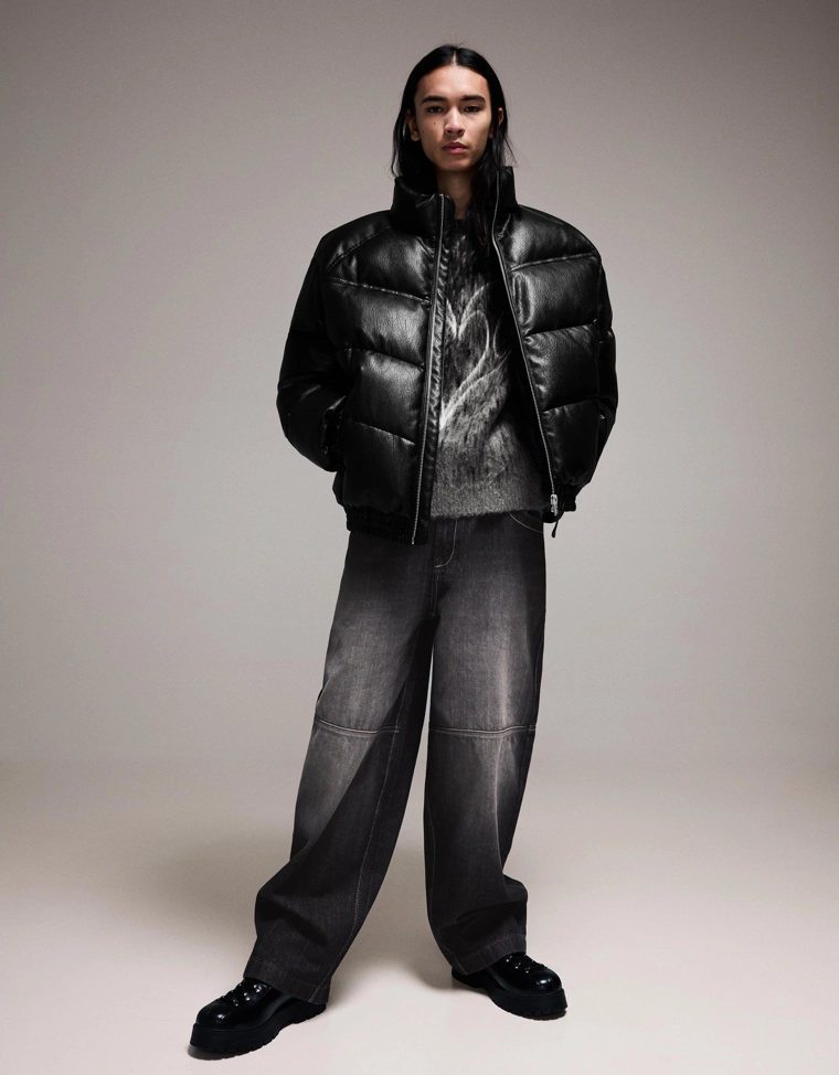 Куртка-пуховик из искусственной кожи