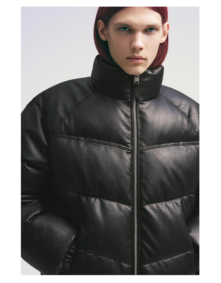 Куртка-пуховик из искусственной кожи