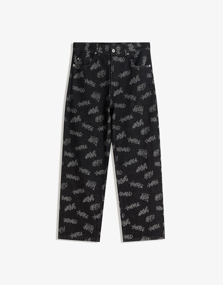 Жаккардовые джинсы свободного кроя