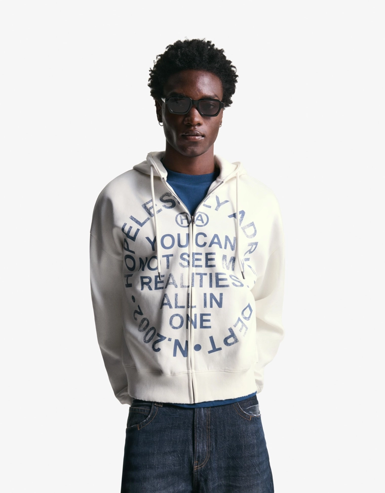 Толстовка на молнии с принтом