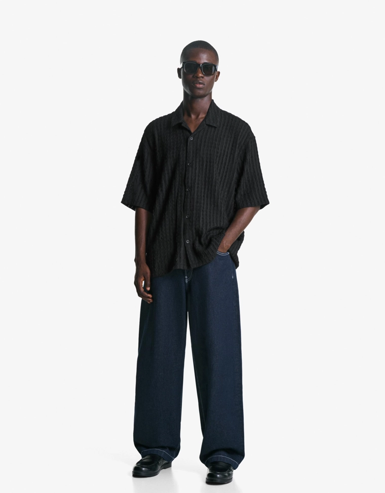 Рубашка с короткими рукавами в стиле рустик