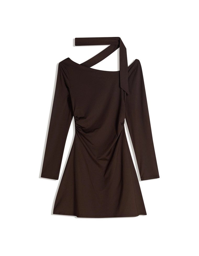 Мини-платье с длинными рукавами и деталью в виде платка