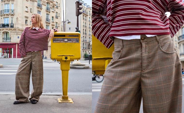 Брюки barrel в клетку