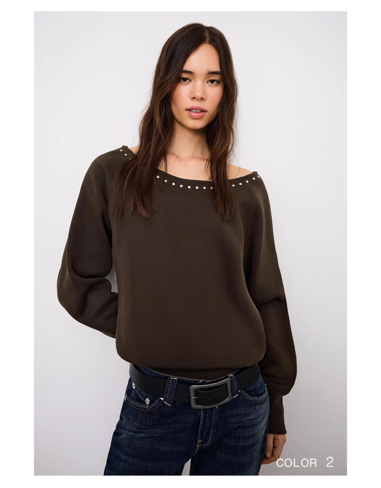 Асимметричный свитшот с заклепками