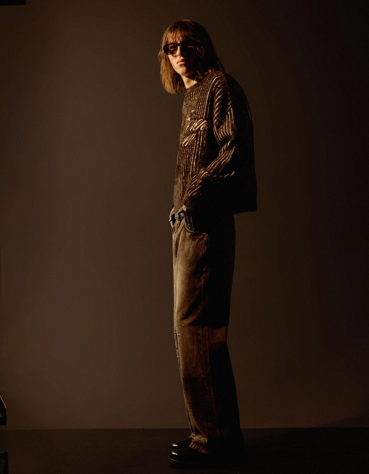 Свитер из искусственного меха с принтом