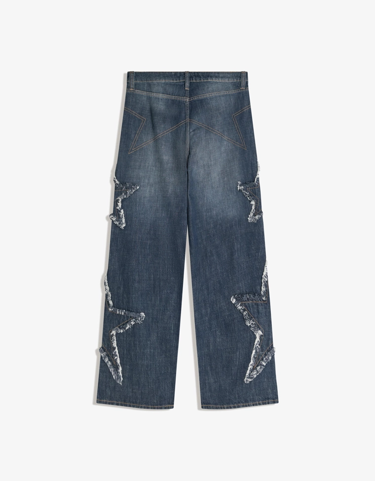 Джинсы baggy с вышитой звездой