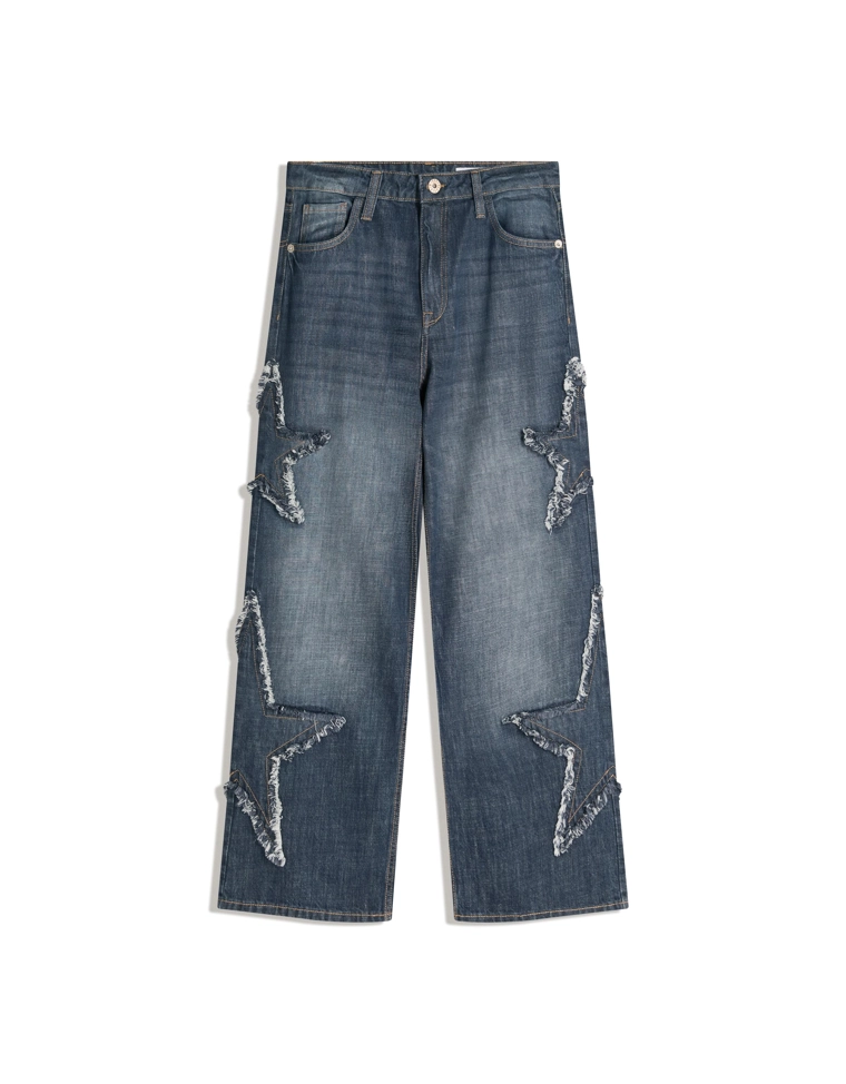 Джинсы baggy с вышитой звездой