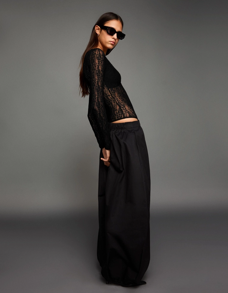 Боди с длинным рукавом из кружева