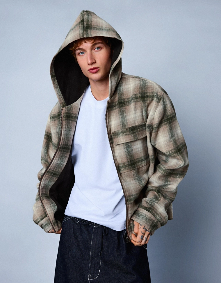 Куртка-рубашка свободного кроя с флисовой подкладкой и принтом