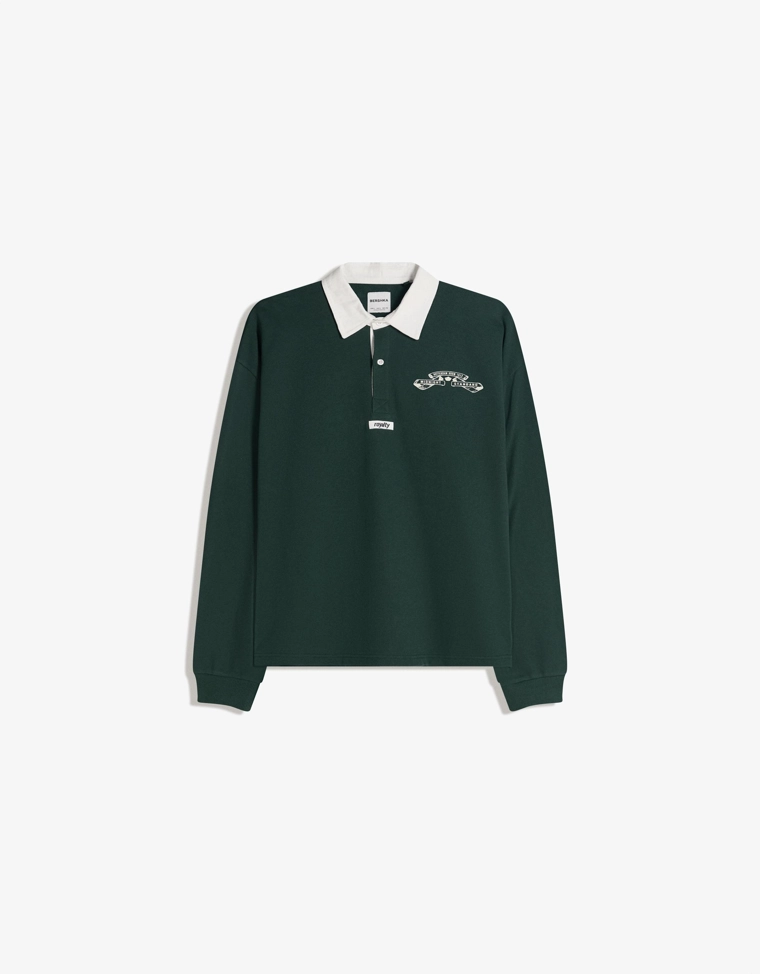 Поло геометрического кроя с длинными рукавами