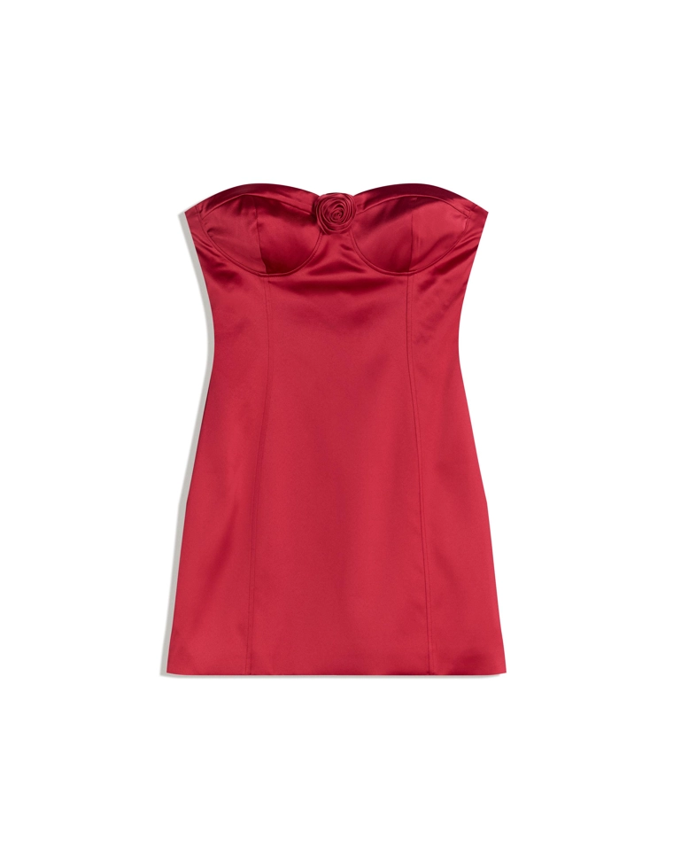 Мини-платье из сатина с цветочным принтом