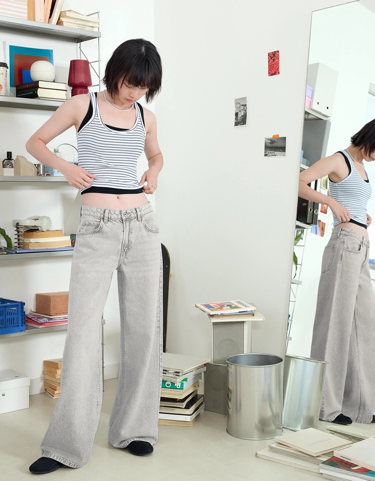 Джинсы с широкими штанинами