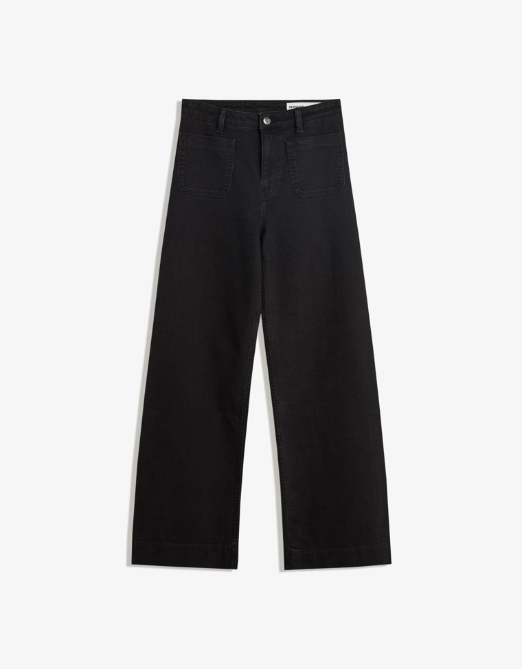 Бесшовные джинсы с широкими штанинами и карманами